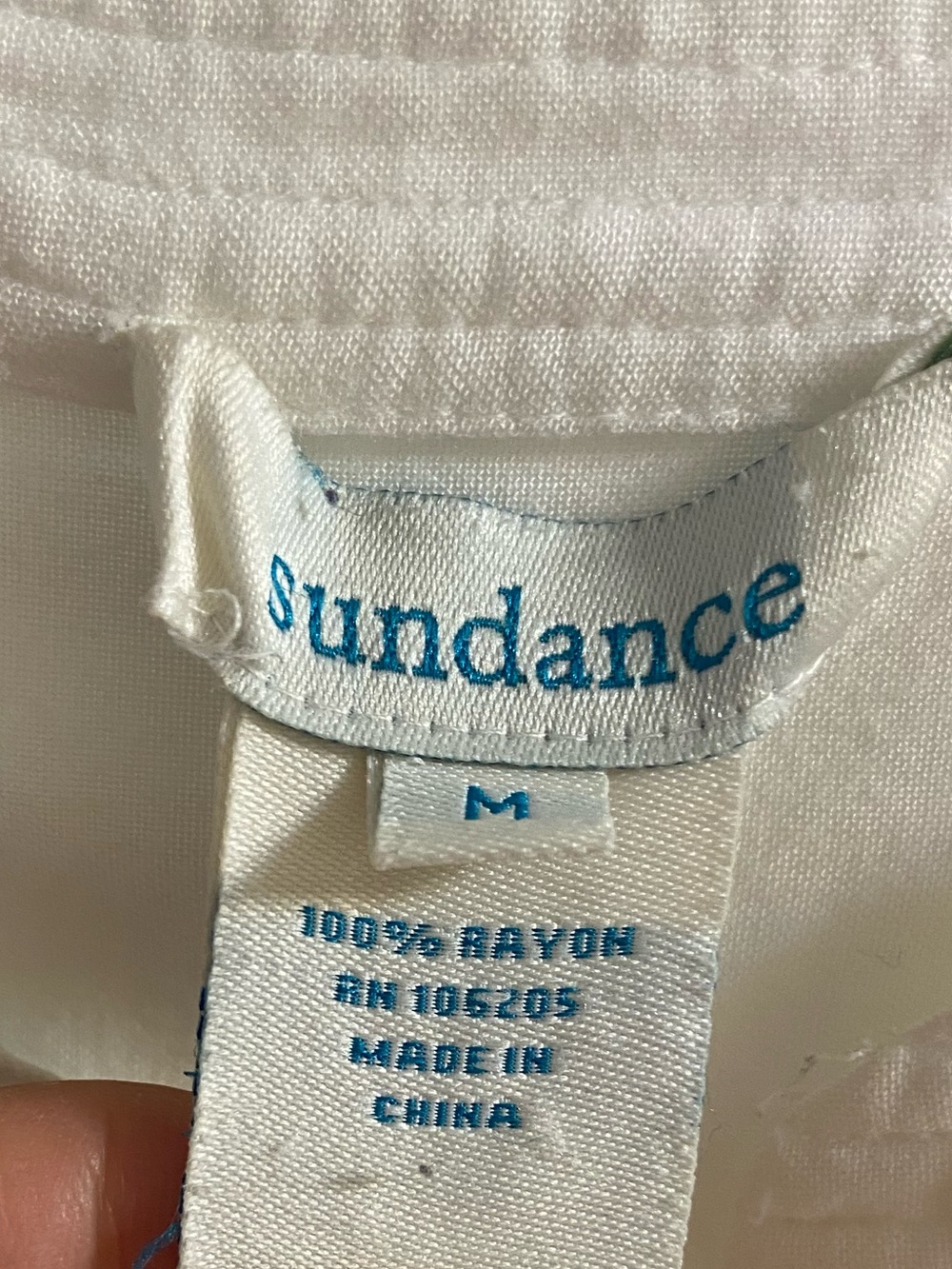 Sundance White Cotton Pintuck Pleated Long Sleeve Henley Blouse Medium - Picture 6 of 6